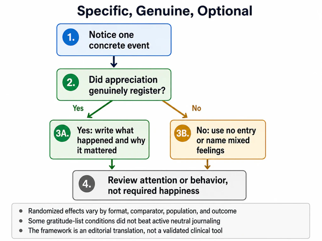 What Gratitude Journaling Can Change—and What It Cannot concept-model