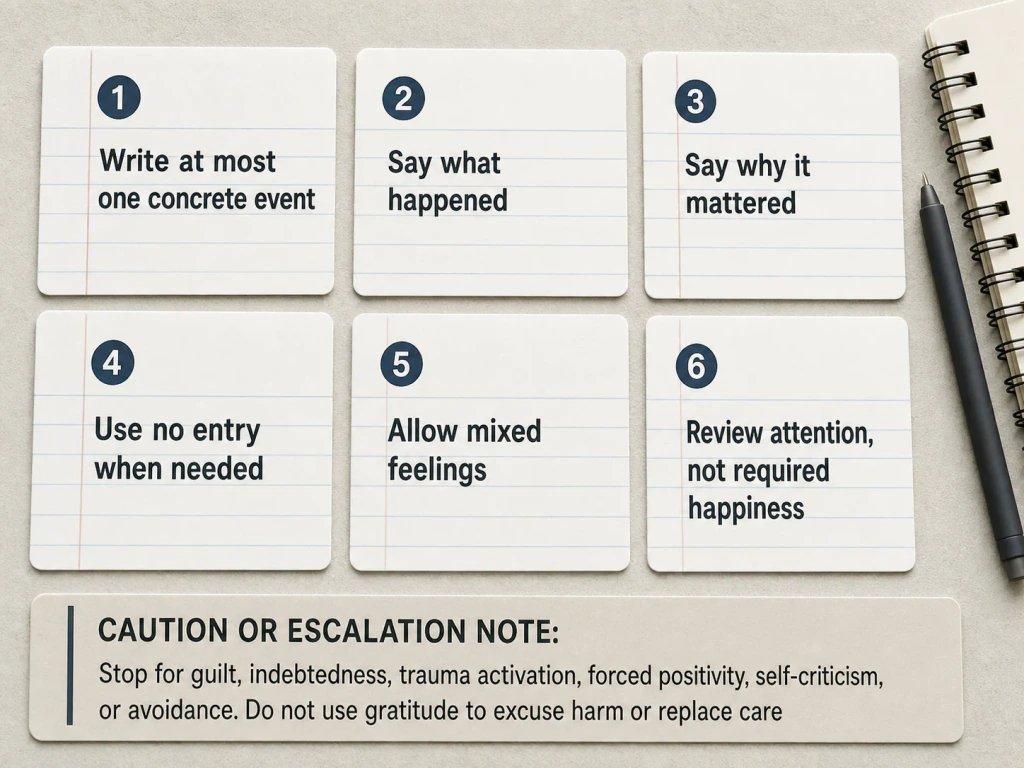 What Gratitude Journaling Can Change—and What It Cannot practical-support