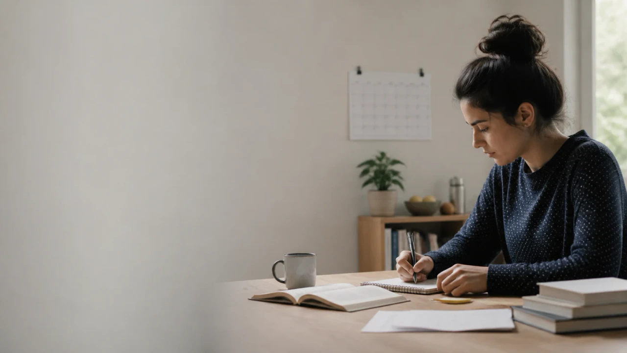 The same learner revisits one subject across several calm study sessions instead of one exhausting night